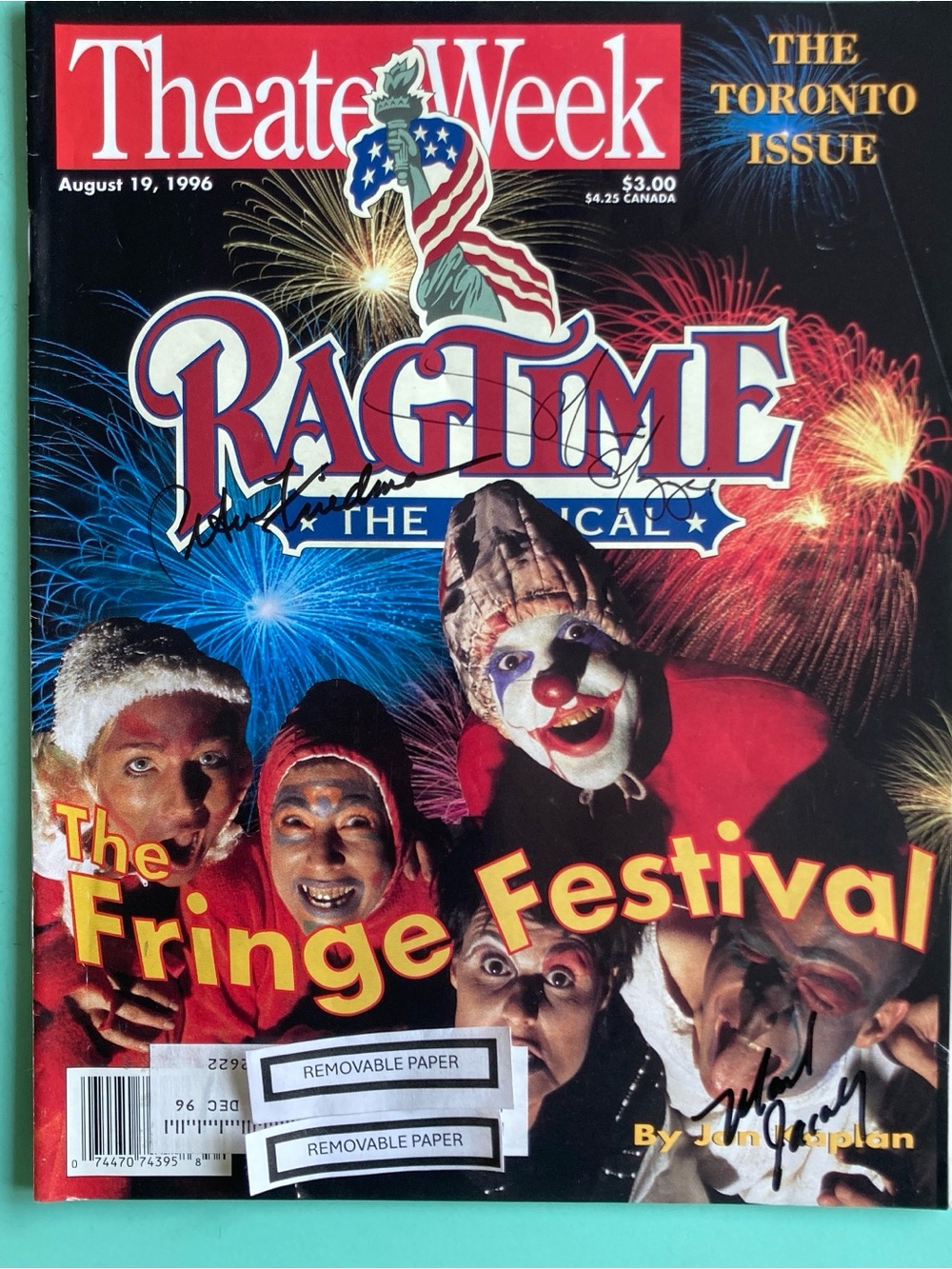 Marin Mazzie Peter Friedman Mark Jacoby Signed Theater Week Magazine Aug 11 1996
